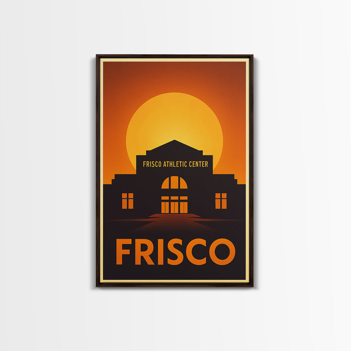 Frisco Travel Poster, Framed Canvas Print, Warm Sunset Silhouette Art, Frisco Art Print, City Travel Prints, Travel Art Print, Wall Art