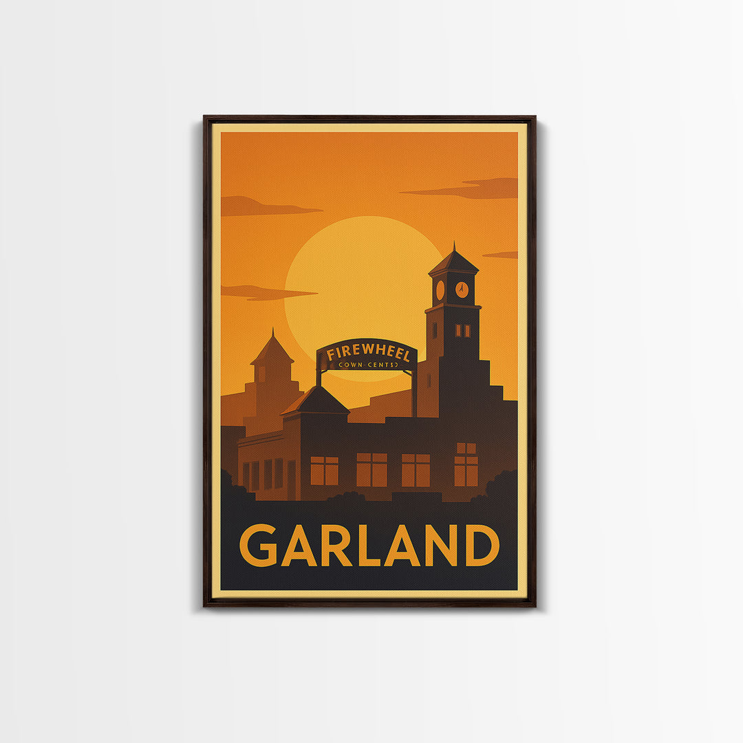 Garland Travel Poster, Canvas Print, Gold Art Deco Poster Art, Garland Travel Art, Vintage Travel Print, City Travel Prints, Poster Print