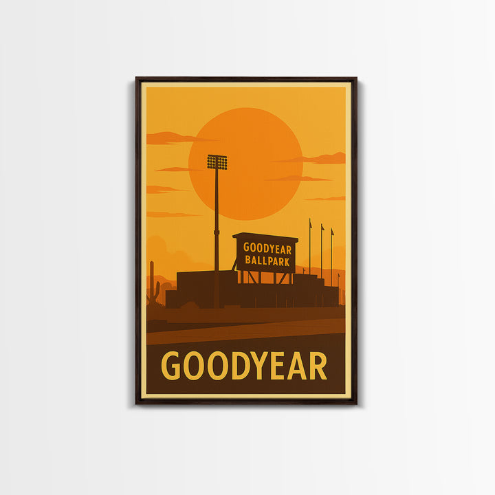 Goodyear Travel Poster, Canvas Print, Golden Travel Poster Art, Goodyear City Art, Travel Poster Art, Retro Travel Print, Home Office Decor