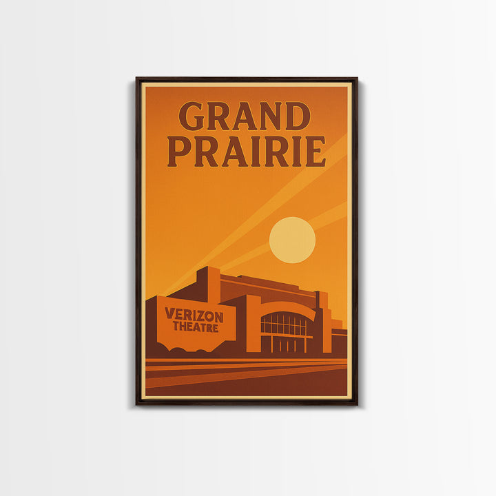 Grand Prairie Texas Travel Poster, Canvas Print, Gold Art Deco Poster Art, Grand Prairie Art Print, City Travel Prints, Wanderlust Decor