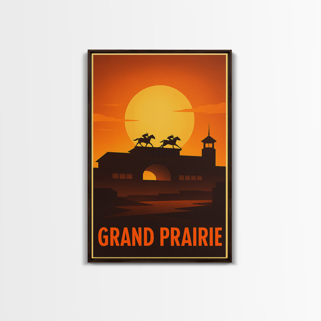 Grand Prairie Travel Poster, Canvas Print, Gold Art Deco Poster Art, Grand Prairie Wall Art, Mid Century Wall Art, Travel Art Print