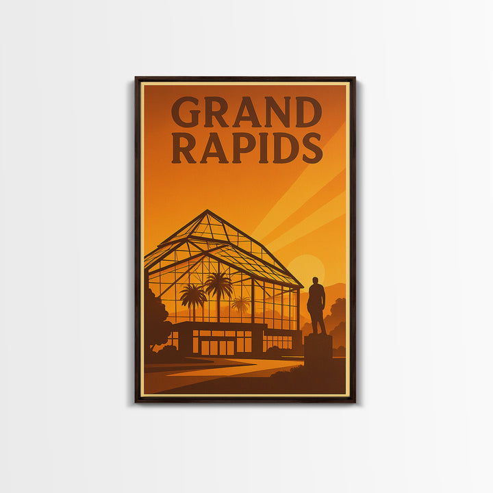 Grand Rapids Michigan Travel Poster, Canvas Print, Golden Travel Poster Art, Grand Rapids Art Print, Home Office Decor, City Travel Prints
