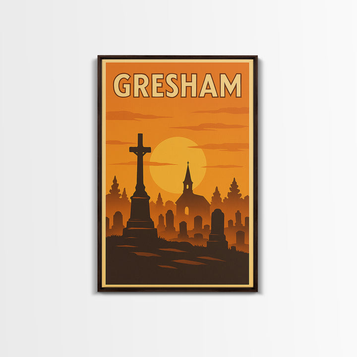 Gresham Oregon Travel Poster, Canvas Print, Golden Travel Poster Art, Gresham Poster Print, Retro Travel Print, Wall Decor, Poster Print