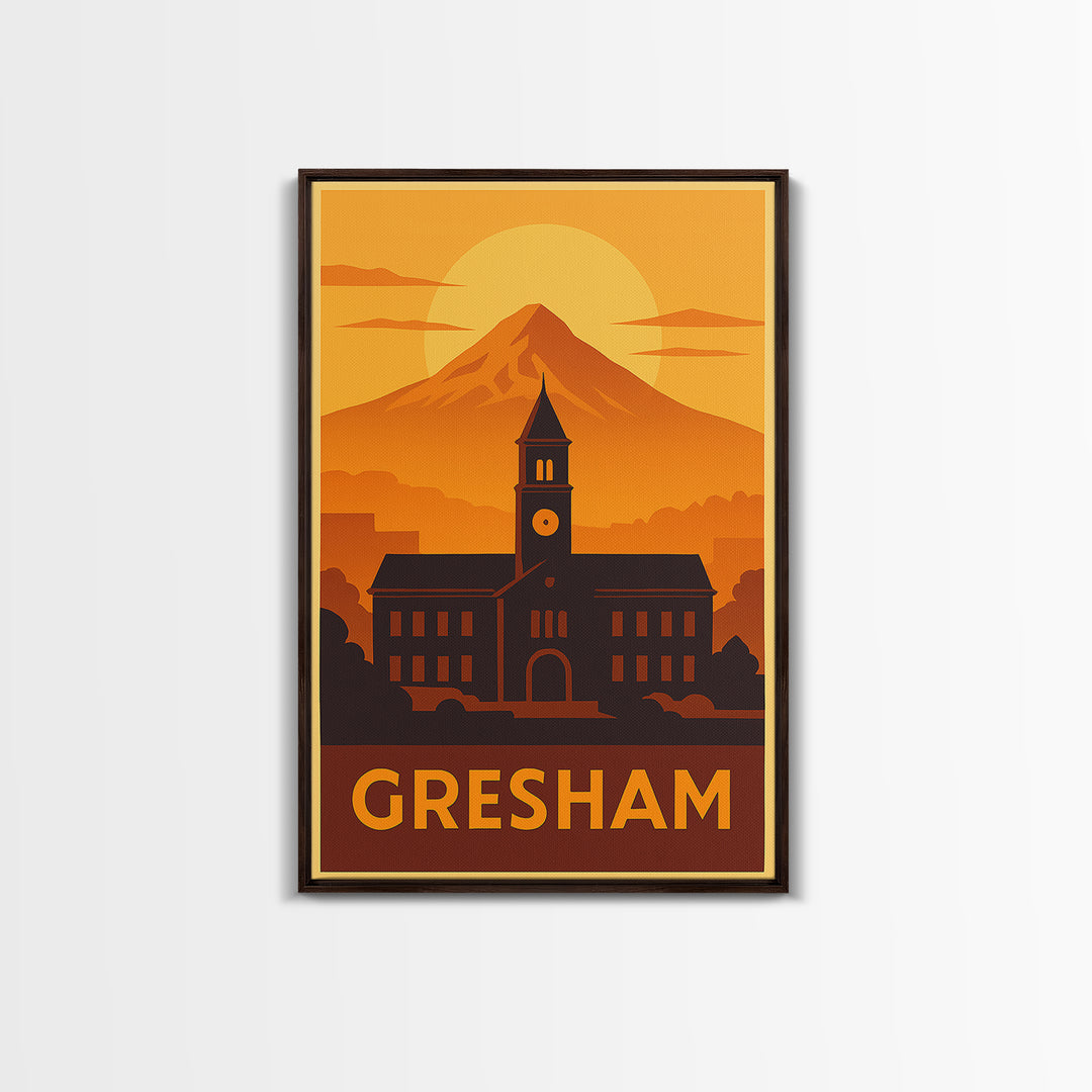Gresham Travel Poster, Canvas Print, Vintage Deco Wall Art, Gresham Poster Print, City Travel Prints, Vintage City Poster, Travel Wall Art