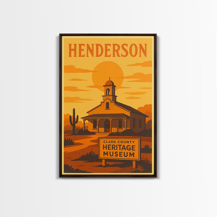 Henderson Nevada Travel Poster, Canvas Print, Golden Poster Art, Henderson Poster Print, Retro Travel Print, City Art Print, City Poster