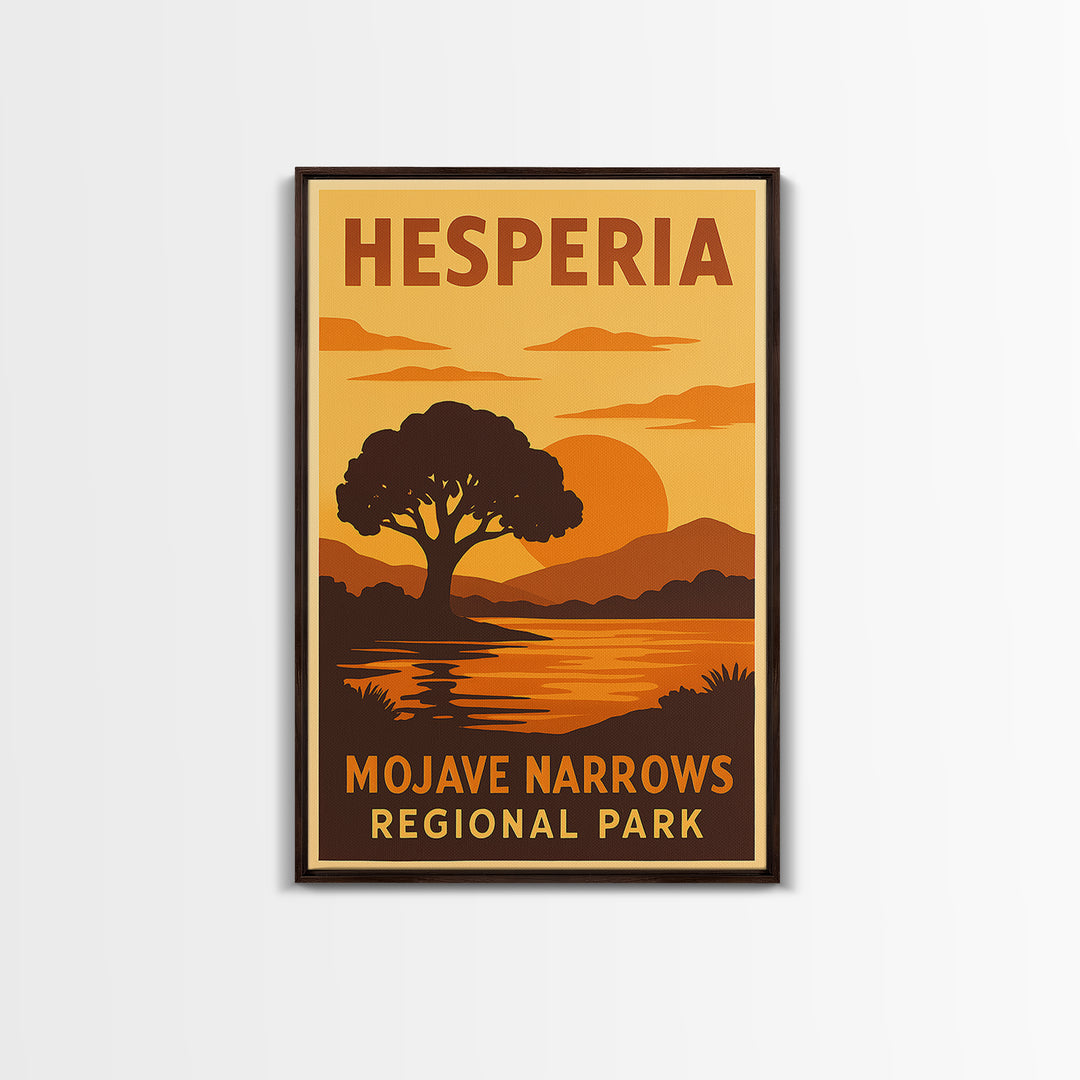 Hesperia California Travel Poster, Framed Canvas Print, Gold Art Deco Poster Art, Hesperia Travel Art, Travel Poster Set, Travel Art Print