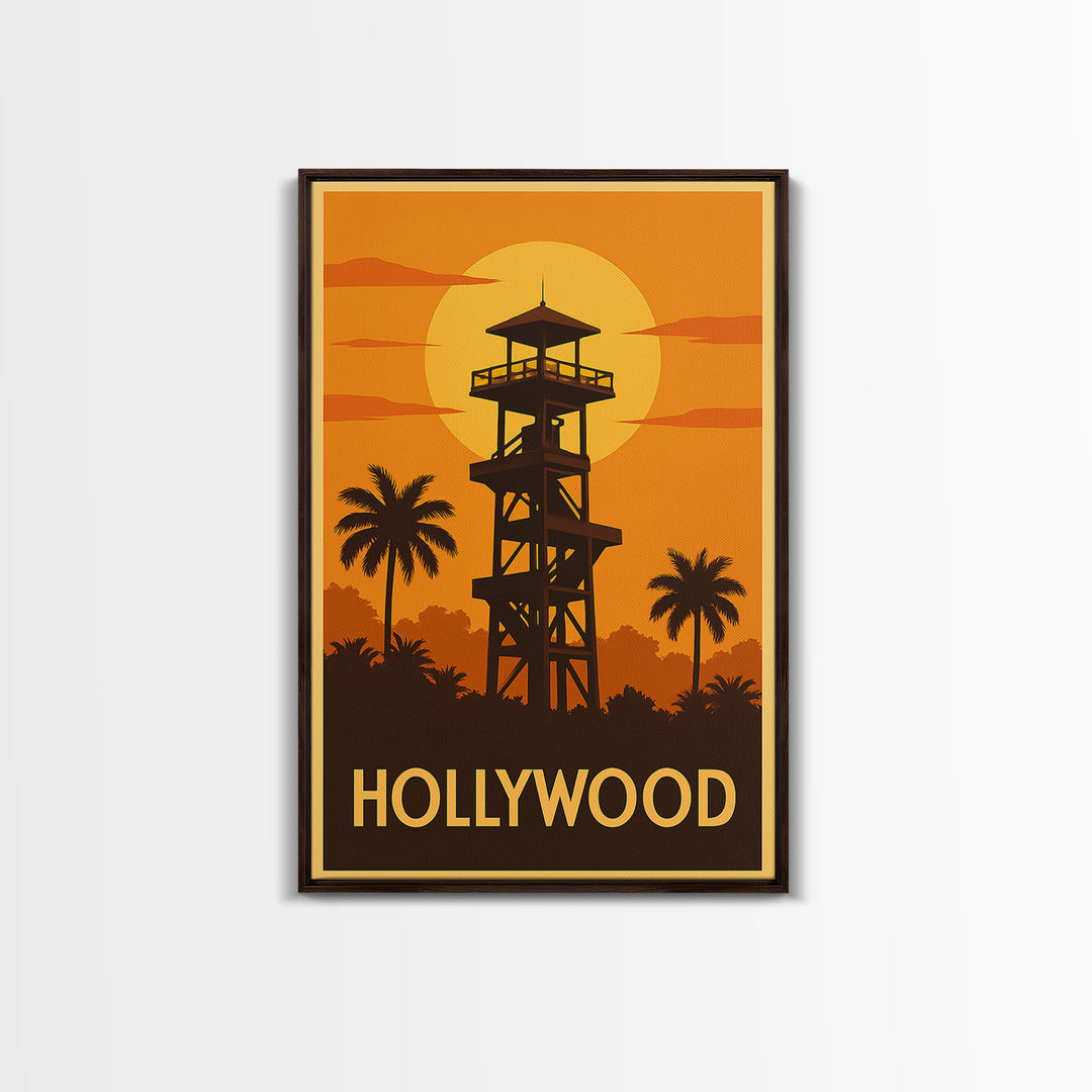 Hollywood Travel Poster, Canvas Print, Vintage Deco Wall Art, Hollywood Poster Print, Fine Art Print, Vintage City Poster, Travel Wall Art