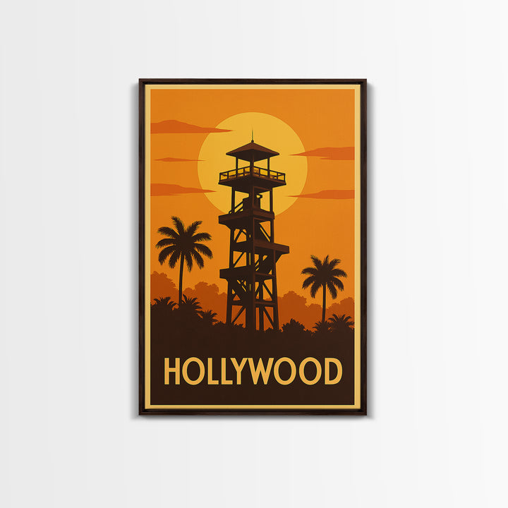 Hollywood Travel Poster, Canvas Print, Vintage Deco Wall Art, Hollywood Poster Print, Fine Art Print, Vintage City Poster, Travel Wall Art