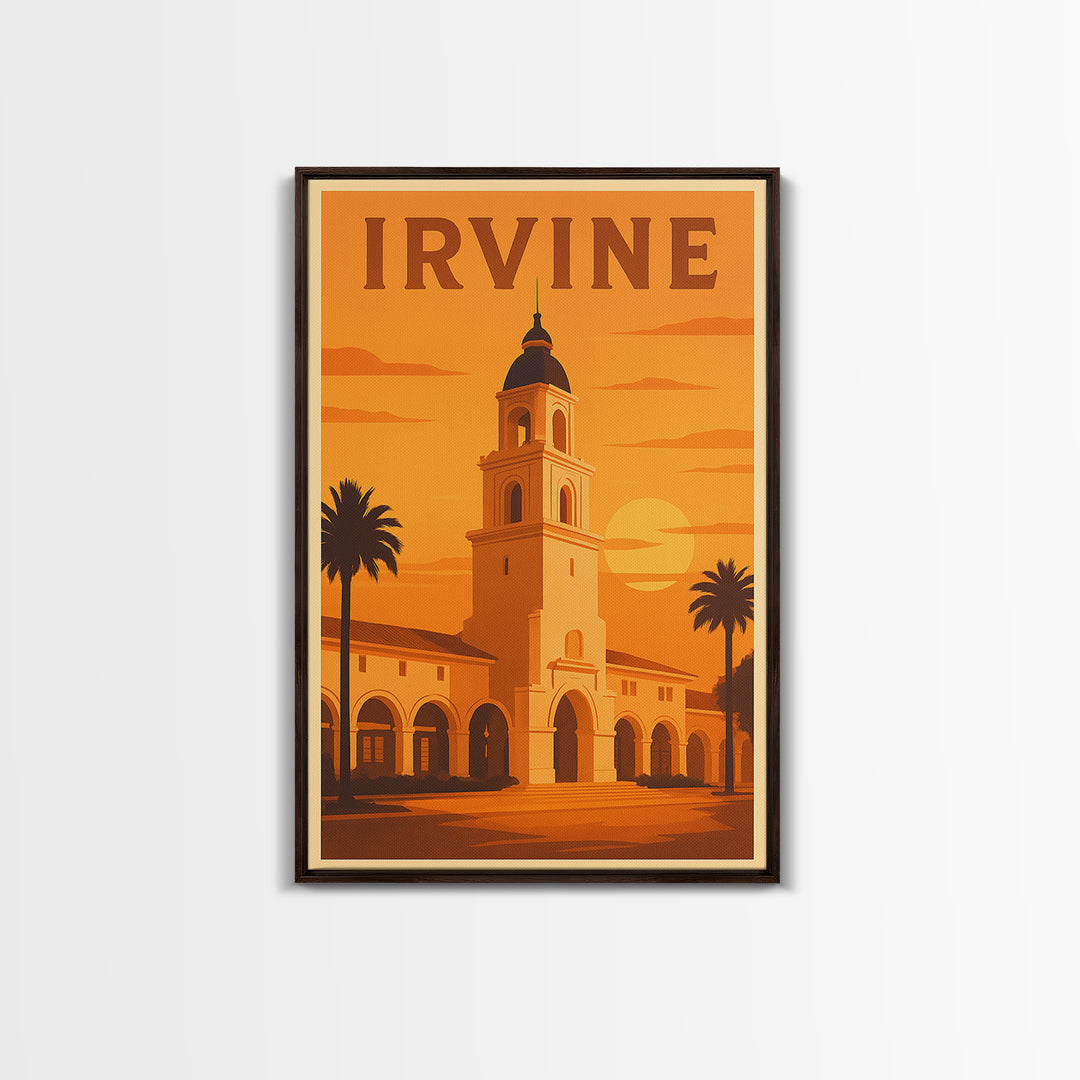 Irvine California Travel Poster, Canvas Print, Golden Poster Art, Irvine Art Print, Vintage City Art, City Art Print, Travel Art Print