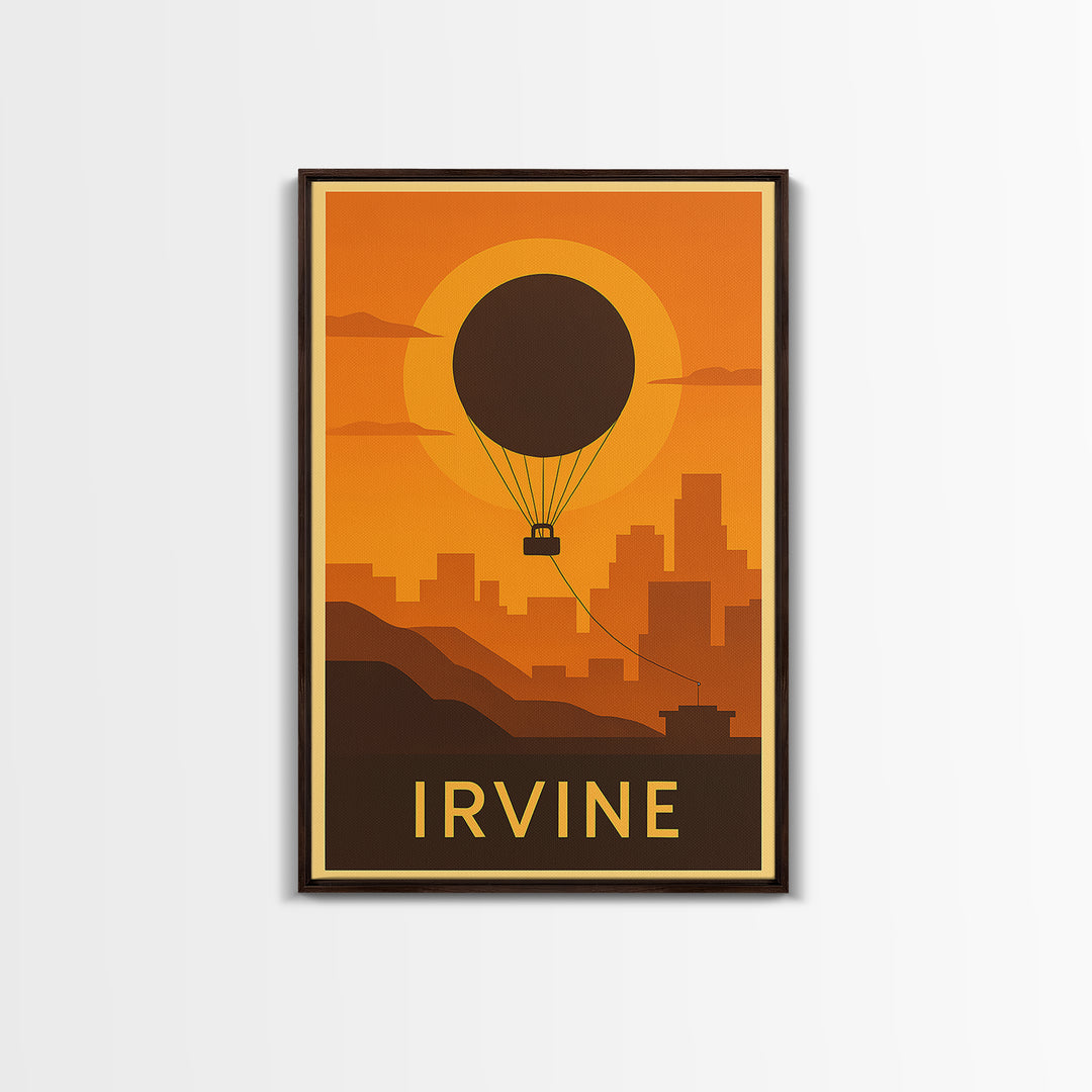 Irvine Travel Poster, Canvas Print, Golden Travel Poster Art, Irvine Poster Print, Watercolor Cityscape, Mid Century Wall Art, Design 2