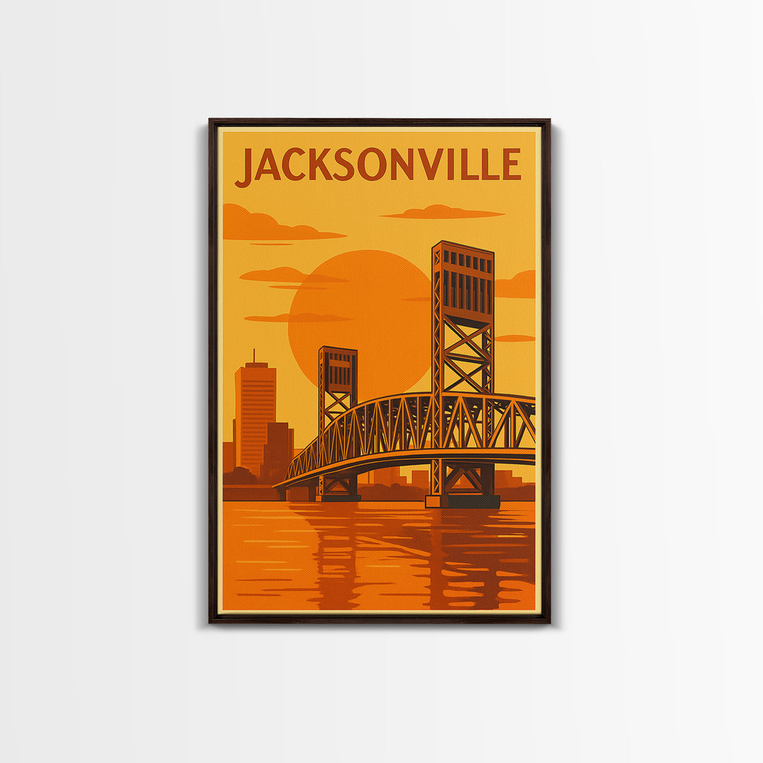 Jacksonville Florida Travel Poster, Canvas Print, Vintage Deco Wall Art, Jacksonville Art Print, Travel Poster Art, Living Room Wall Art