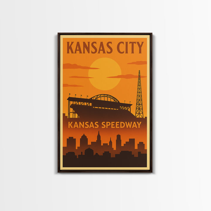 Kansas City Travel Poster, Framed Canvas Print, Vintage Deco Wall Art, Kansas City City Art, Living Room Wall Art, Mid Century Wall Art