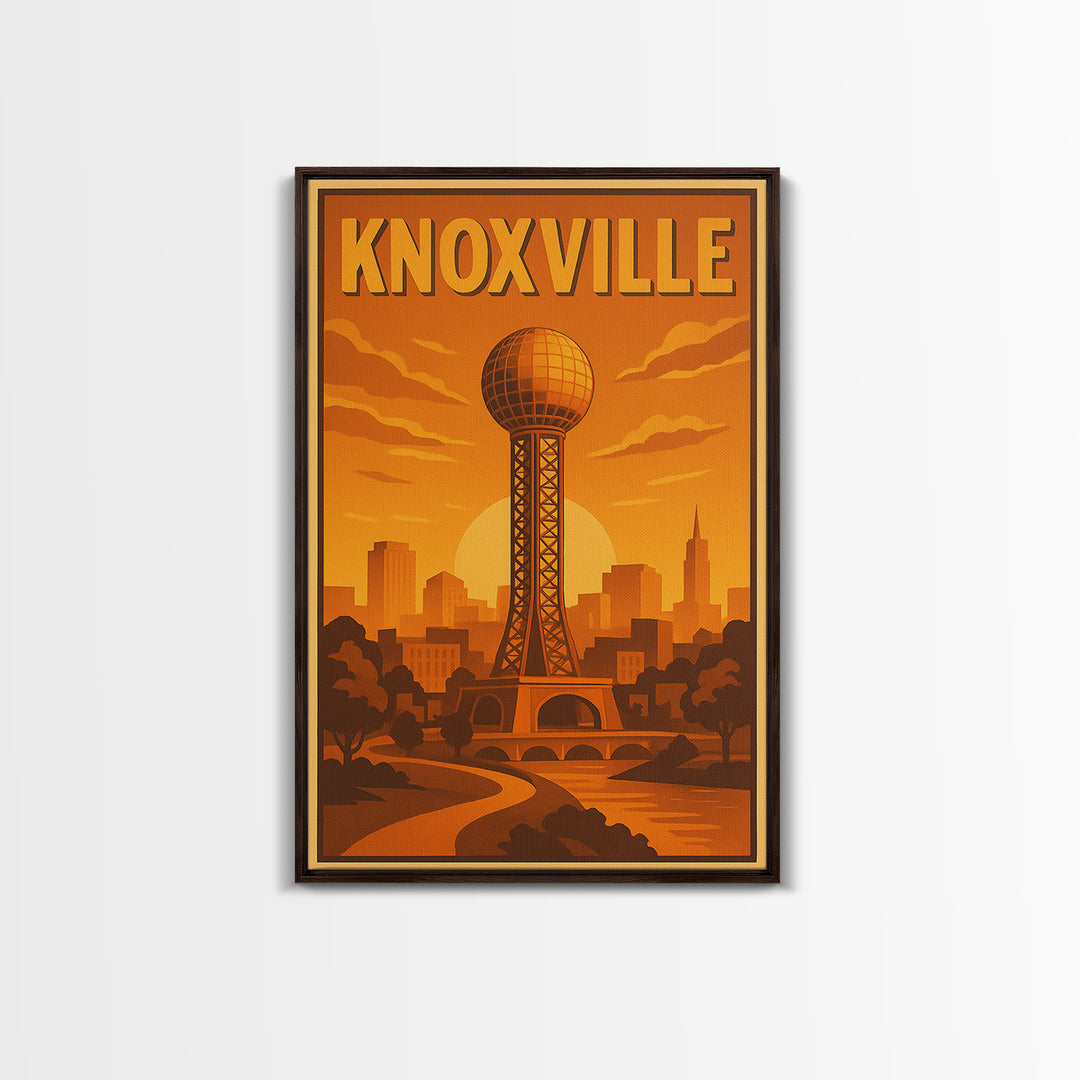 Knoxville Tennessee Travel Poster, Canvas Print, Gold Art Deco Poster Art, Knoxville City Art, City Illustration, Fine Art Print, Wall Decor