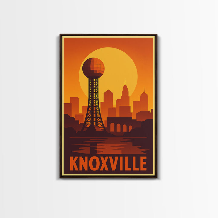 Knoxville Travel Poster, Canvas Print, Gold Art Deco Poster Art, Knoxville Art Print, Living Room Wall Art, Travel Wall Decor, Design 2