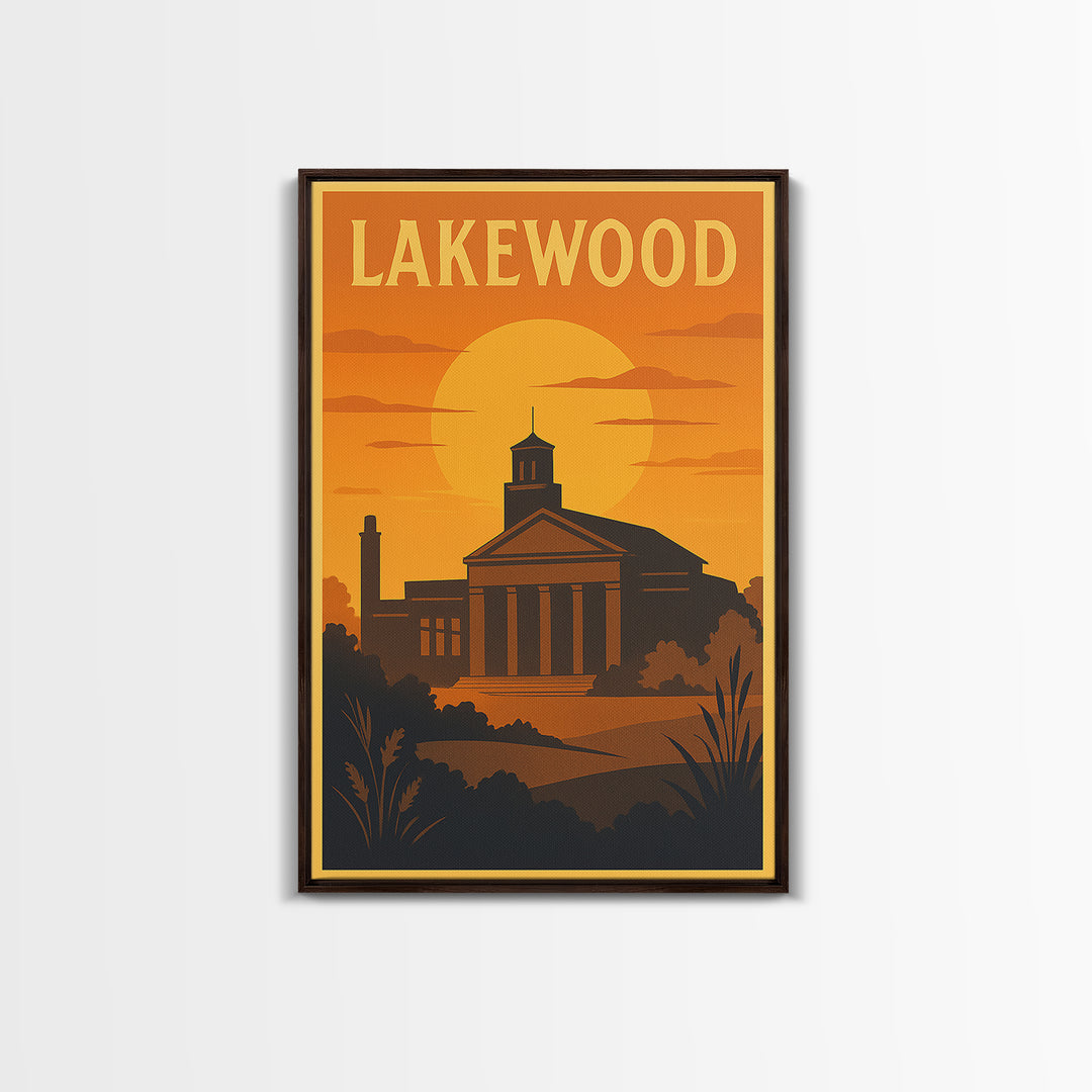 Lakewood Travel Poster, Canvas Print, Golden Travel Poster Art, Lakewood City Art, Modern Wall Decor, Home Office Decor, Fine Art Print