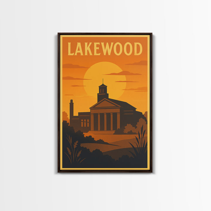 Lakewood Travel Poster, Canvas Print, Golden Travel Poster Art, Lakewood City Art, Modern Wall Decor, Home Office Decor, Fine Art Print