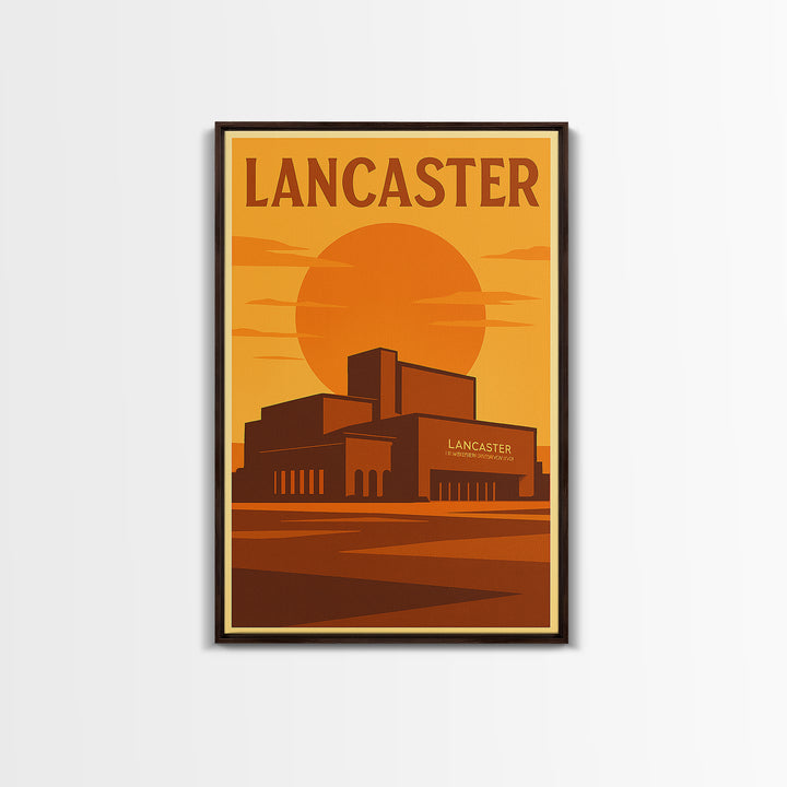 Lancaster California Travel Poster, Canvas Print, Warm Sunset Silhouette Art, Lancaster Wall Art, Travel Wall Art, Travel Poster Set