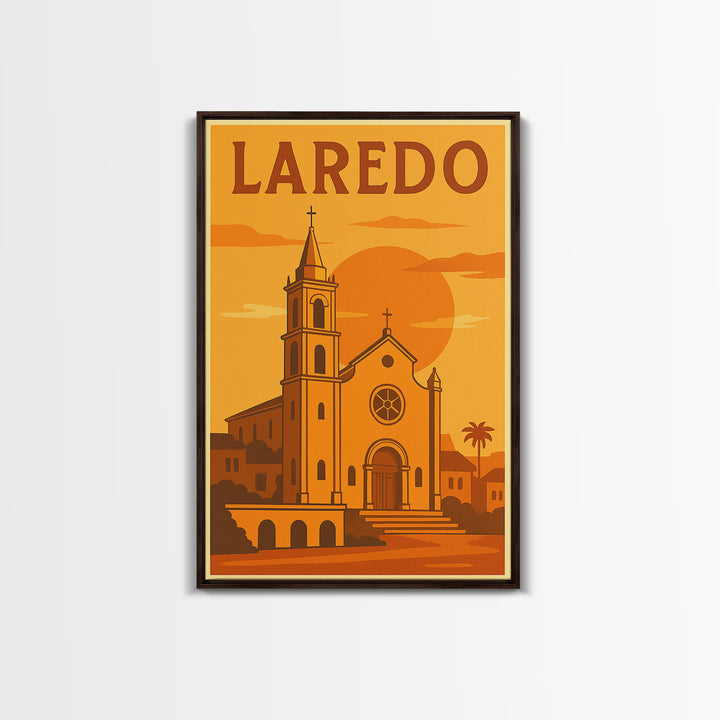 Laredo Texas Travel Poster, Canvas Print, Golden Travel Poster Art, Laredo Poster Print, Vintage Travel Art, Fine Art Print, Art Print