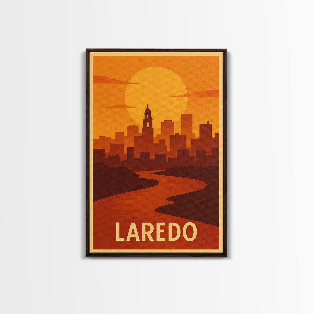 Laredo Travel Poster, Canvas Print, Golden Travel Poster Art, Laredo Travel Art, Retro Travel Print, Gift For Travelers, Fine Art Print