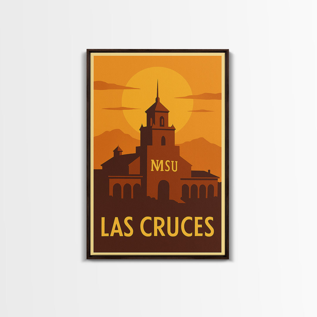 Las Cruces Travel Poster, Canvas Print, Warm Sunset Silhouette Art, Las Cruces Travel Art, Travel Poster Set, Retro Travel Print