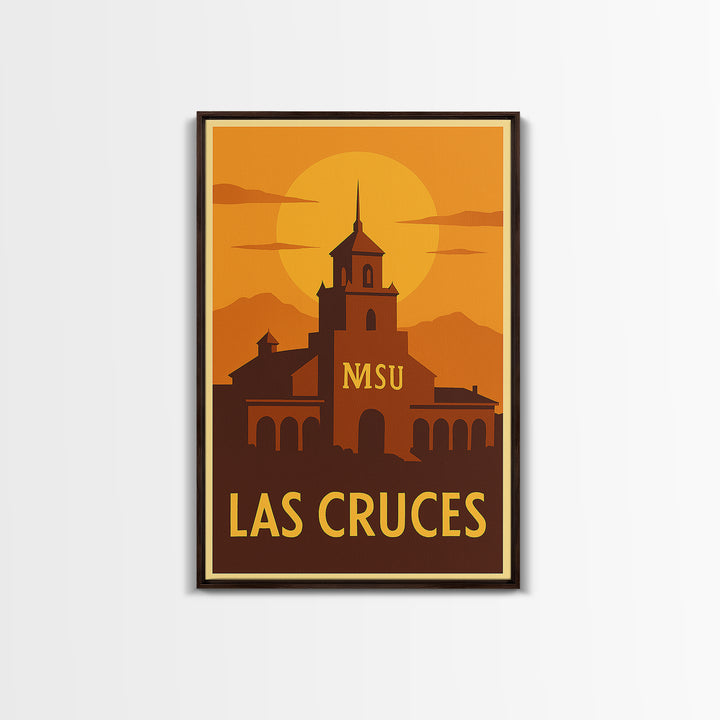 Las Cruces Travel Poster, Canvas Print, Warm Sunset Silhouette Art, Las Cruces Travel Art, Travel Poster Set, Retro Travel Print