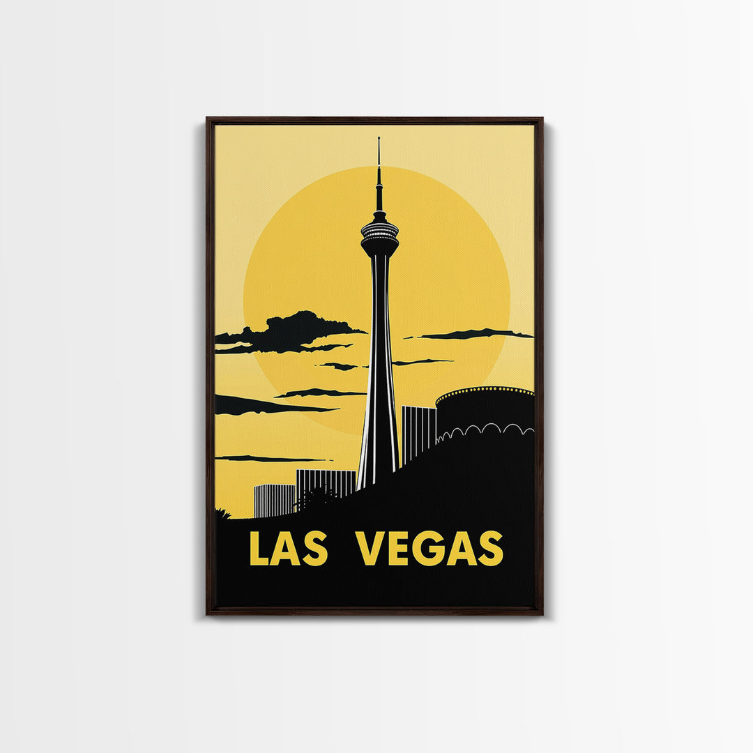 Las Vegas Travel Poster, Canvas Print, Golden Travel Poster Art, Las Vegas Wall Art, Fine Art Print, Living Room Wall Art, Home Decor