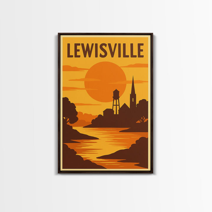 Lewisville Texas Travel Poster, Canvas Print, Vintage Deco Wall Art, Lewisville Wall Art, Travel Poster Set, Travel Prints, Travel Wall Art