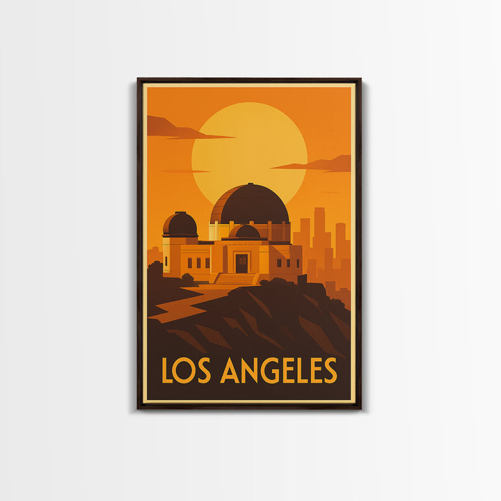 Los Angeles Travel Poster, Framed Canvas Print, Golden Travel Poster Art, Los Angeles City Art, Retro Travel Print, Vintage Travel Art