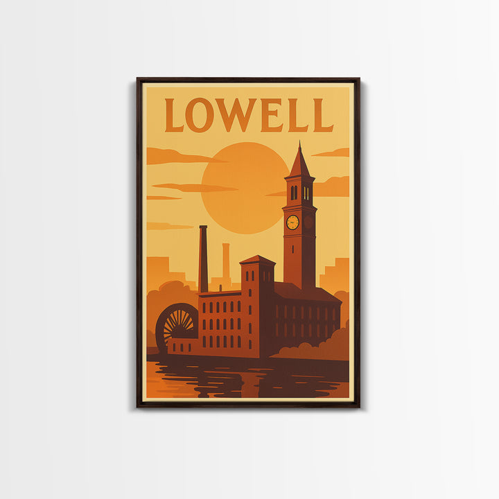 Lowell Massachusetts Travel Poster, Canvas Print, Vintage Deco Wall Art, Lowell Wall Art, Travel Poster Art, Wall Art, City Art Print