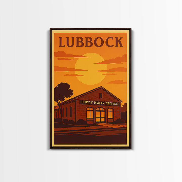 Lubbock Texas Travel Poster, Canvas Print, Vintage Deco Wall Art, Lubbock Art Print, Vintage Travel Art, City Art Print, City Illustration
