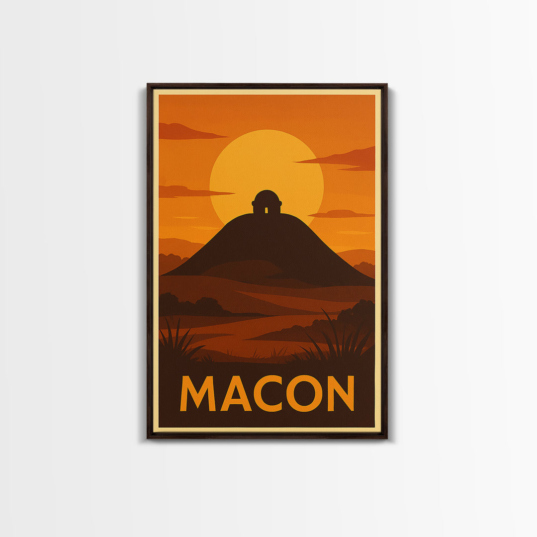 Macon Travel Poster, Canvas Print, Golden Travel Poster Art, Macon Wall Art, Modern Wall Decor, Fine Art Print, Travel Art Print