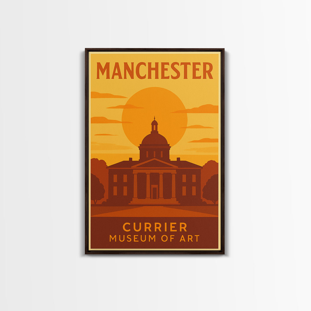 Manchester New Hampshire Travel Poster, Canvas Print, Gold Art Deco Poster Art, Manchester City Art, Vintage Travel Print, Wall Art