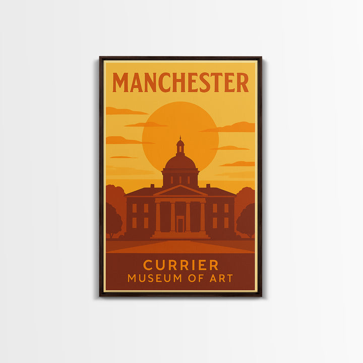 Manchester New Hampshire Travel Poster, Canvas Print, Gold Art Deco Poster Art, Manchester City Art, Vintage Travel Print, Wall Art