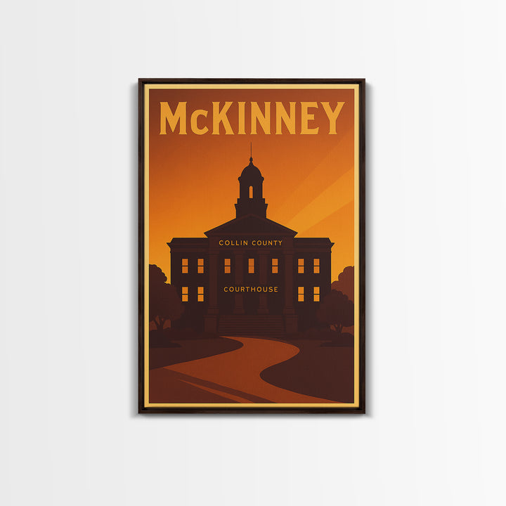 Mckinney Texas Travel Poster, Canvas Print, Vintage Deco Wall Art, Mckinney Art Print, Travel Art Print, Vintage City Poster, Wall Art