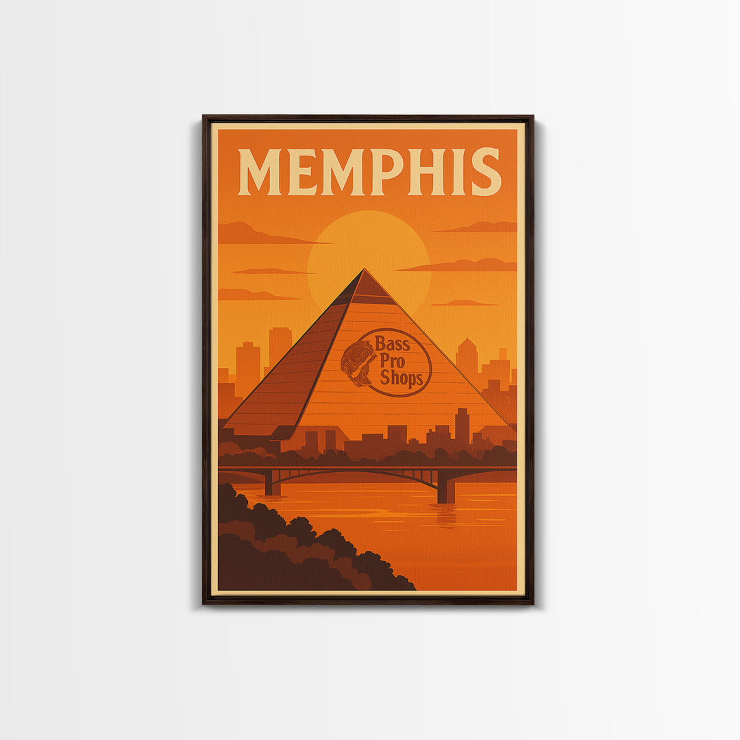Memphis Tennessee Travel Poster, Canvas Print, Gold Art Deco Poster Art, Memphis Wall Art, Watercolor Urban Skyline, Art Print, Travel Art
