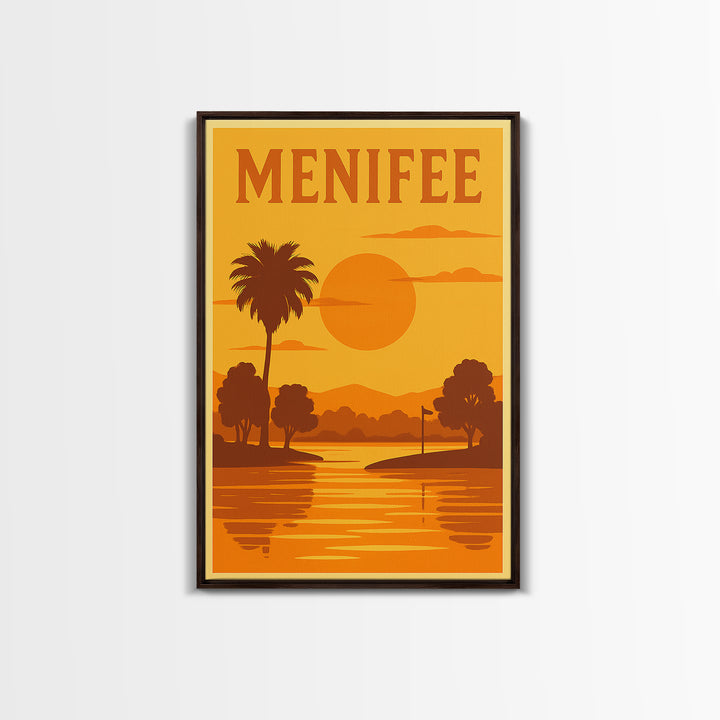 Menifee California Travel Poster, Canvas Print, Gold Art Deco Poster Art, Menifee Travel Art, Fine Art Print, Wanderlust Decor, Poster Art