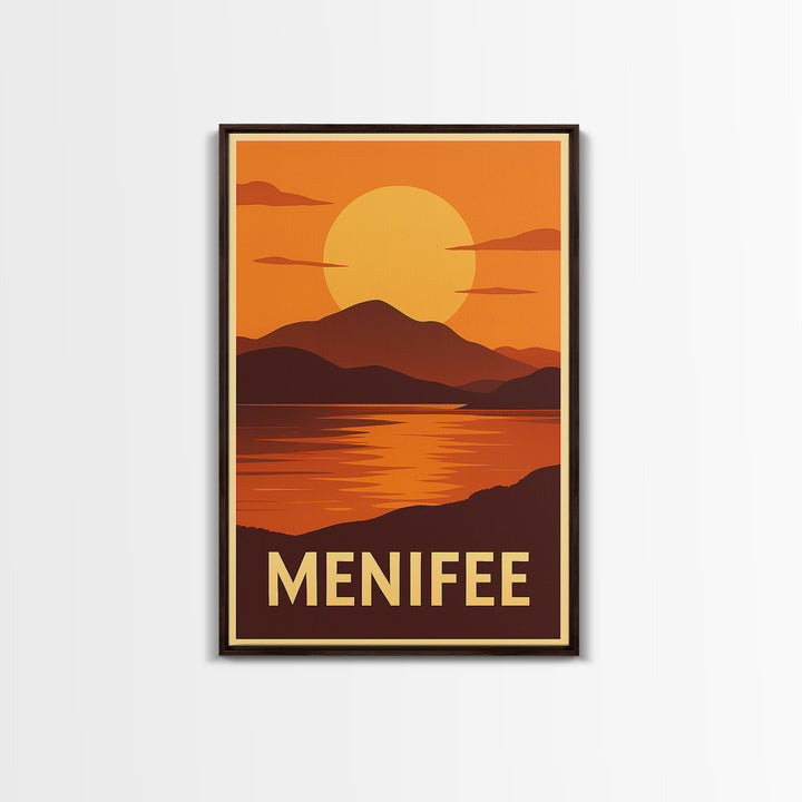 Menifee Travel Poster, Canvas Print, Golden Travel Poster Art, Menifee Poster Print, City Illustration, City Travel Prints, Landscape Art