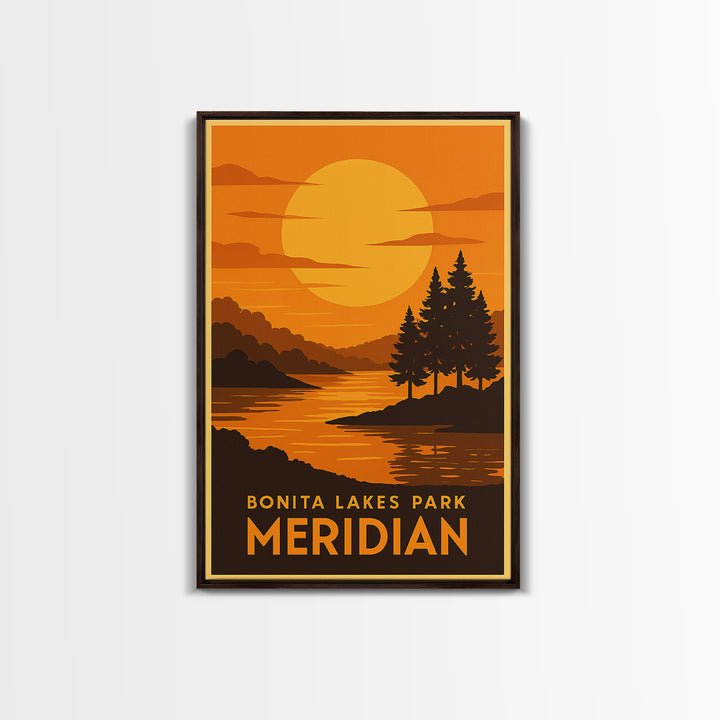 Meridian Travel Poster, Canvas Print, Gold Art Deco Poster Art, Meridian Travel Art, City Art Print, Vintage Travel Art, Vintage City Poster