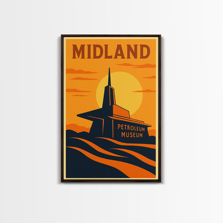 Midland Texas Travel Poster, Canvas Print, Vintage Deco Wall Art, Midland Poster Print, Vintage City Poster, Travel Prints, Vintage City Art