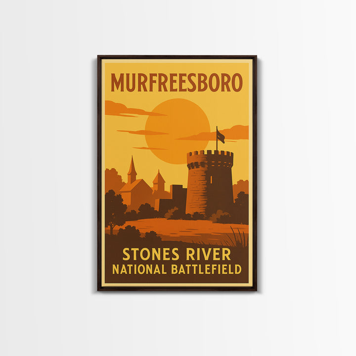 Murfreesboro Tennessee Travel Poster, Canvas Print, Golden Travel Poster Art, Murfreesboro Travel Art, Eclectic Wall Decor, Office Decor
