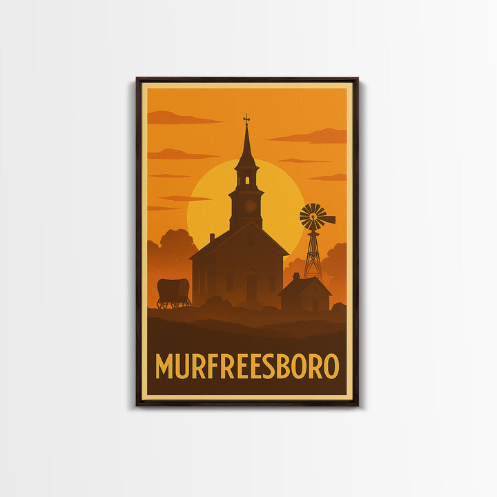Murfreesboro Travel Poster, Canvas Print, Golden Travel Poster Art, Murfreesboro City Art, Vintage Travel Print, Living Room Wall Art