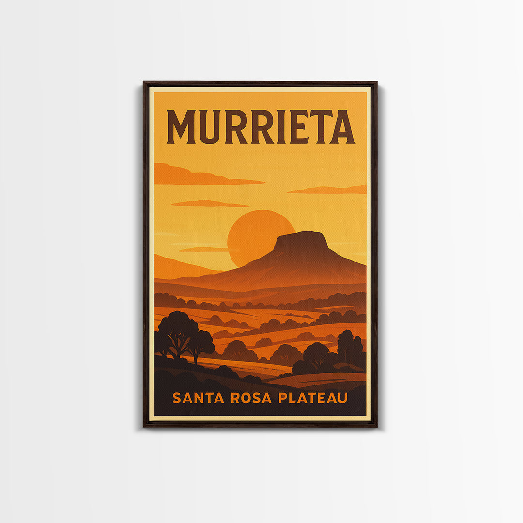 Murrieta California Travel Poster, Framed Canvas Print, Gold Art Deco Poster Art, Murrieta Travel Art, Wanderlust Decor, Eclectic Wall Decor