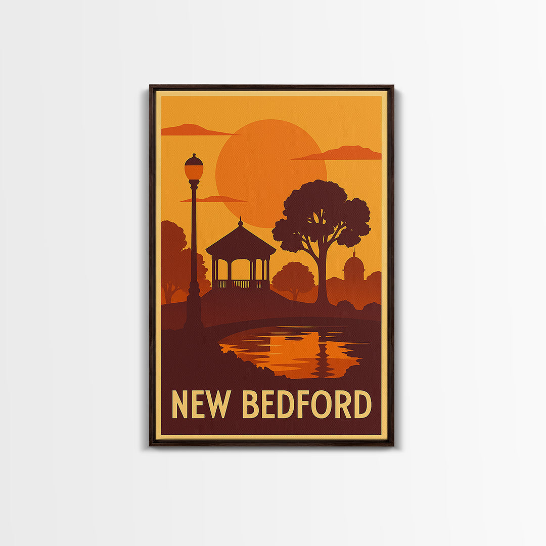 New Bedford Travel Poster, Canvas Print, Vintage Deco Wall Art, New Bedford Art Print, Mid Century Wall Art, Retro Travel Print