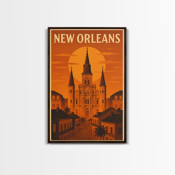 New Orleans Louisiana Travel Poster, Canvas Print, Gold Art Deco Poster Art, New Orleans Art Print, Travel Wall Decor, Gift For Travelers