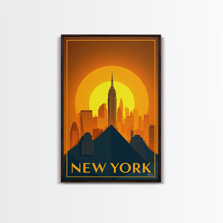 New York City New York Travel Poster, Canvas Print, Gold Art Deco Poster Art, New York Wall Art, Wall Art, Watercolor Skyline Art