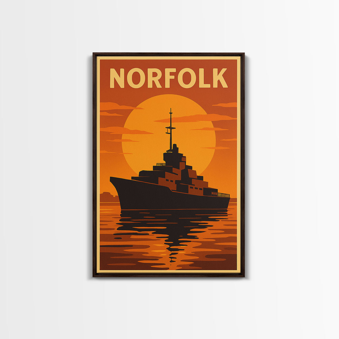 Norfolk Virginia Travel Poster, Canvas Print, Gold Art Deco Poster Art, Norfolk Art Print, Wanderlust Decor, Retro Travel Print, Wall Art