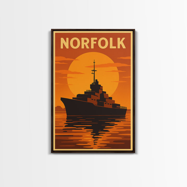 Norfolk Virginia Travel Poster, Canvas Print, Gold Art Deco Poster Art, Norfolk Art Print, Wanderlust Decor, Retro Travel Print, Wall Art