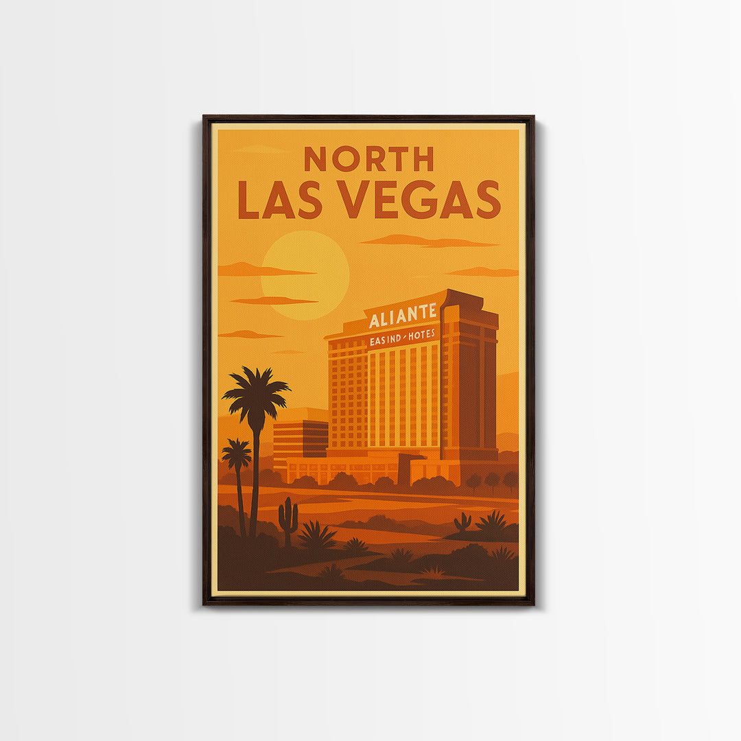 North Las Vegas Nevada Travel Poster, Canvas Print, Vintage Deco Wall Art, North Las Vegas Wall Art, Travel Art Print, Fine Art Print