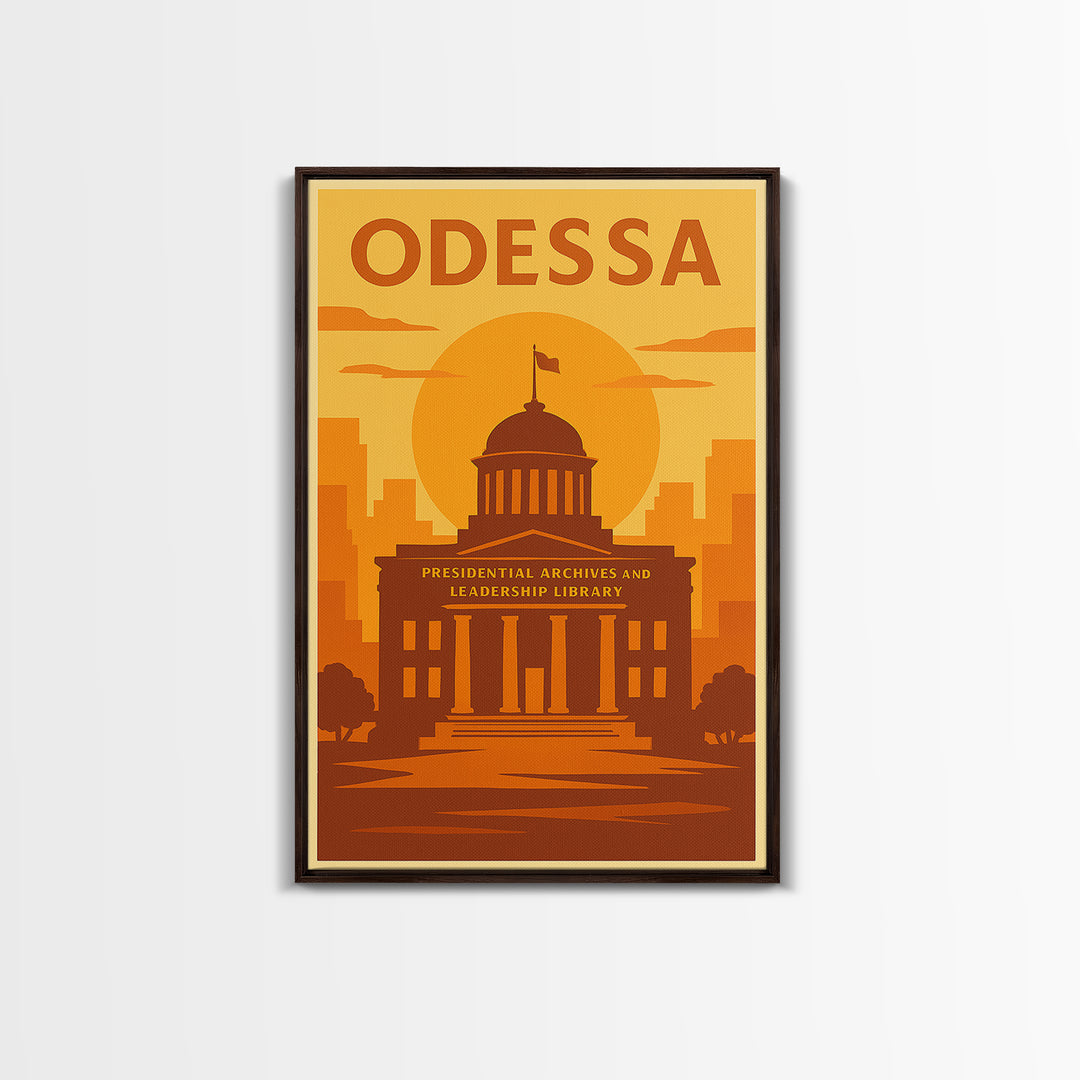 Odessa Texas Travel Poster, Canvas Print, Golden Poster Art, Odessa Art Print, Retro Travel Print, Vintage Travel Print, City Illustration