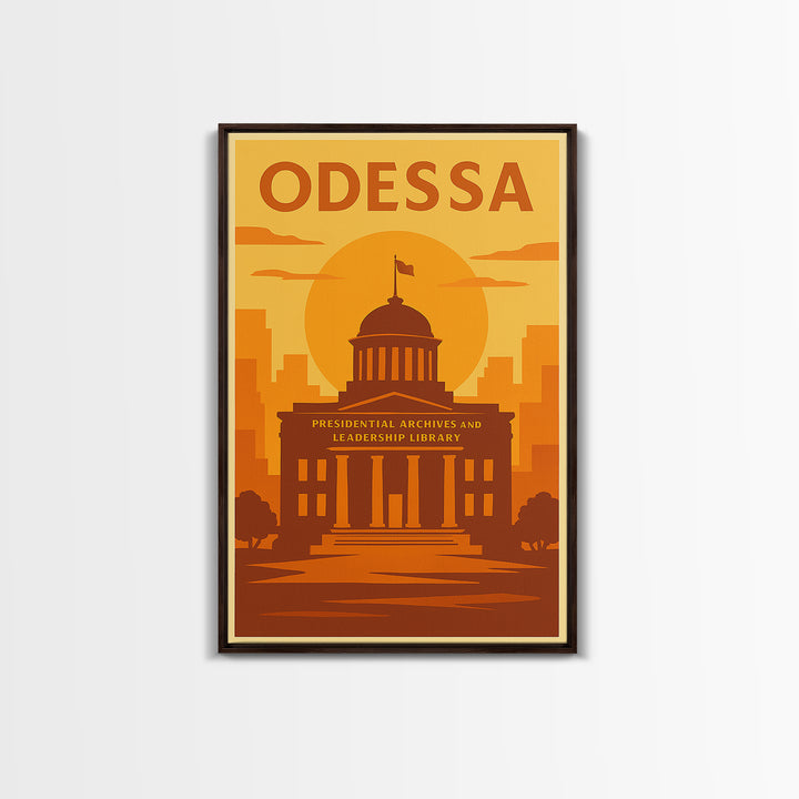 Odessa Texas Travel Poster, Canvas Print, Golden Poster Art, Odessa Art Print, Retro Travel Print, Vintage Travel Print, City Illustration